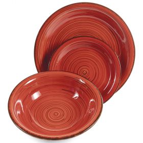 Servizio piatti 9 pezzi in stoneware dipinto a mano, Dubai Light Red