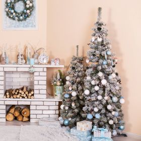Albero di Natale innevato 650 rami h. 180 cm, bacche e pigne, New Sestriere Santa's House