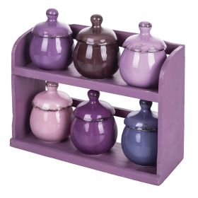 Set 6 barattolini porta spezie con stand, Baita Provence