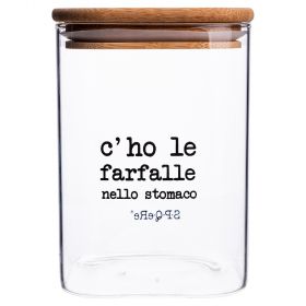 Barattolo pasta 1 L in vetro, coperchio in bambù, S.P.Q.eRe