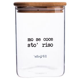 Barattolo riso 1 L in vetro, coperchio in bambù, S.P.Q.eRe