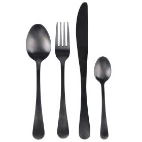 Set 16 posate in acciaio inox, nero satinato, 5Th Avenue Sibilla