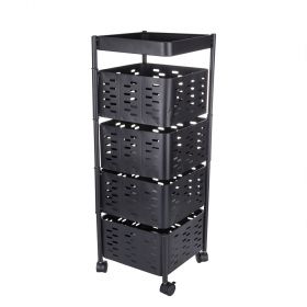 Carrello multiuso in ferro con ruote, 4 cassetti mobili, nero, Sìordine