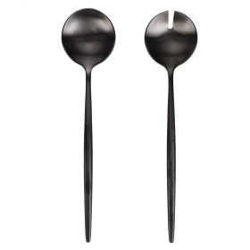 Set 2 posate a servire in acciaio satinato black, Stylo