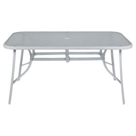 Tavolo da esterno 150x90 cm, in vetro e acciaio, bianco, Esté