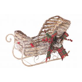 Slitta in rattan effetto innevato 38x14x24 cm, Santa's House