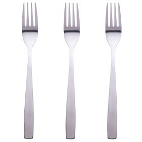 Set 3 forchette Manhattan in acciaio inox, silver lucido, Sibilla