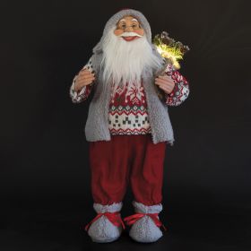 Babbo Natale 12 led cappotto in stoffa h. 62 cm, XMas