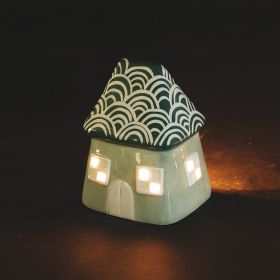 Casetta piccola porta t-light in ceramica, Xmas