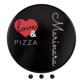 Piatto pizza in gres, nero, Love and