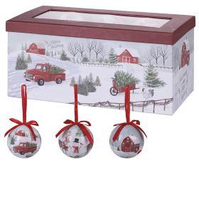 Set 12 palle di Natale Ø  7,5 cm, decoro country, Santa's House