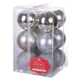 Set 12 palle di Natale, argento Ø8 cm