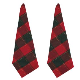 Set 2 strofinacci da cucina natalizi, Tartan red