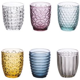 Set 6 bicchieri acqua 320 ml in vetro colorato, Geometrie