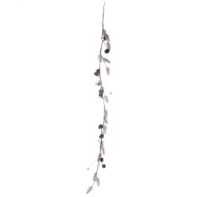 Ramo decorativo natalizio silver con pigne e bacche l. 120 cm, XMas Garden