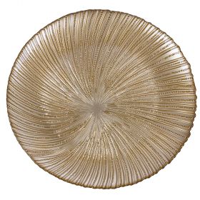 Piatto tondo oro in vetro 32 cm metallic finish, Elegance Sibilla