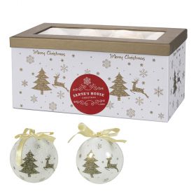 Set box 14 palle di Natale oro decoro renne e albero di Natale, Santa's House