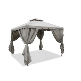 Gazebo idrorepellente 3x3 m con tende laterali, tortora, Tangeri Esté