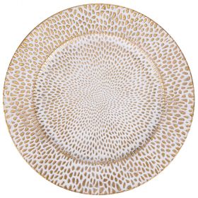 Sottopiatto martellato bianco e oro, Drop