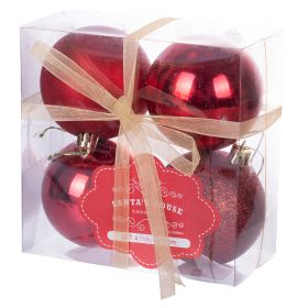 Set 4 palle di Natale rosse assortite Ø 7 cm, Santa's House
