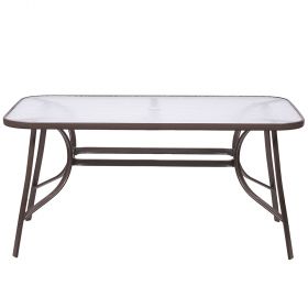 Tavolo da esterno 150x90 cm, in vetro e acciaio, marrone, Esté