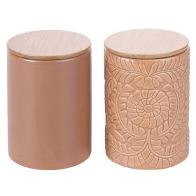 Set 2 barattoli 750 ml in ceramica, terra, 4 Toni