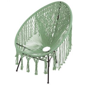 Sedia lounge macramè, intreccio in cotone, acquamarina, Sibilla