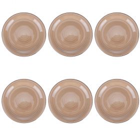 Set 6 piatti piani in gres dipinto a mano, terracotta, 4 Toni