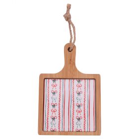 Tagliere 16,9x12,9 cm in ceramica e bambù, Natale coi fiocchi