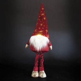 Gnomo led rosso in tessuto effetto velluto h. 54 cm, Xmas