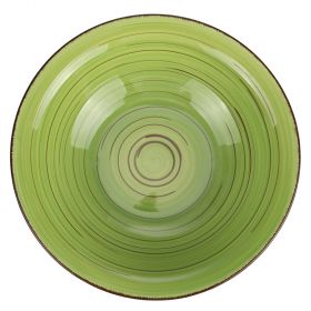 Piatto fondo verde in stoneware, Lipari