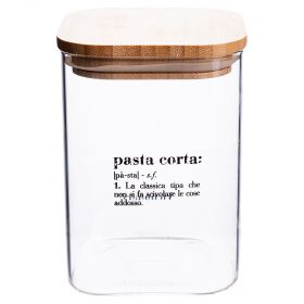 Barattolo pasta corta 1 L in vetro, coperchio in bambù, Victionary