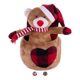 Peluche con coperta e cestino in morbido tessuto, Christmas Santa's House