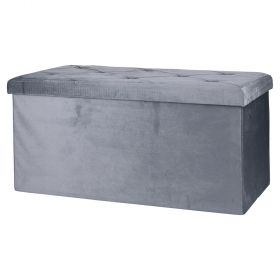 Panca contenitore multiuso effetto velluto, grigio, Sibilla
