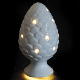 Pigna led decorativa bianca in ceramica h. 17,3 cm