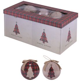 Set 12 palle di Natale Ø  7,5 cm, decoro tartan righe, Santa's House