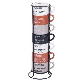 Set 7 tazzine caffè 90 ml impilabili con stand, S.P.Q.eRe