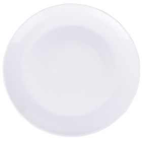 Piatto piano in vetro opalino, bianco, Sibilla