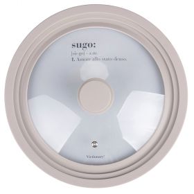 Coperchio 3 in 1 per padelle da 24/26/28 cm, in vetro e silicone grigio chiaro, Victionary