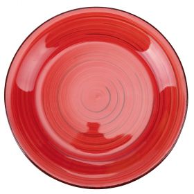 Piatto piano rosso in stoneware, Lipari