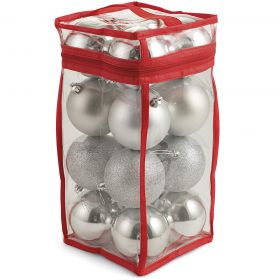 Set 16 palle di Natale argento assortite Ø8 cm, Santa's House