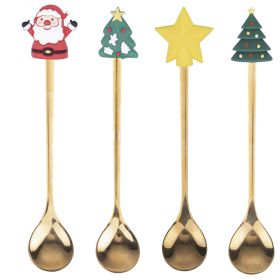 Set 4 cucchiaini natalizi con decorazione, Xmas