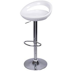 Sgabello bar bianco con schienale, altezza regolabile
