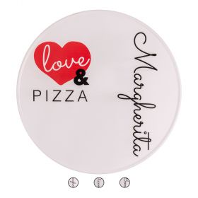 Piatto pizza in gres, bianco, Love and
