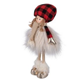 Bambolina natalizia cappello a scacchi h. 44 cm, Doll