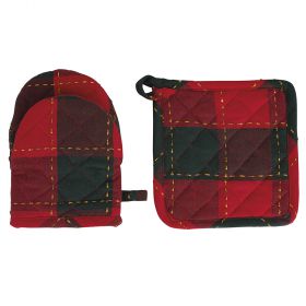 Set 2 presine da cucina natalizie, Tartan Red