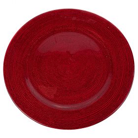 Piatto rosso modern Ø32 cm in vetro, Elegance Sibilla