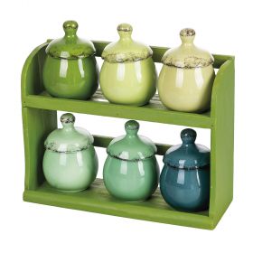 Set 6 barattolini porta spezie con stand