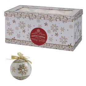 Set box 14 palle di Natale oro decoro fiocco di neve, Santa's House