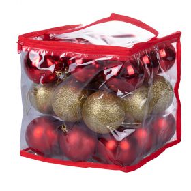 Set 27 palle natalizie rosse/oro assortite Ø 8 cm, in pvc bag, Santa's House